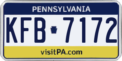 PA license plate KFB7172