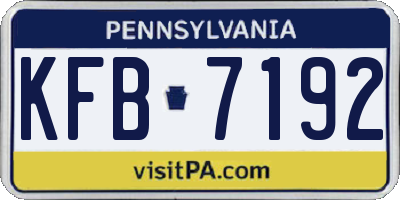 PA license plate KFB7192