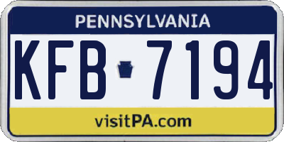 PA license plate KFB7194
