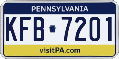 PA license plate KFB7201