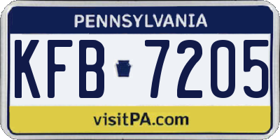 PA license plate KFB7205
