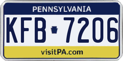 PA license plate KFB7206