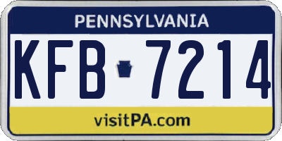 PA license plate KFB7214