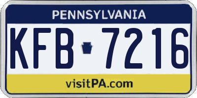 PA license plate KFB7216