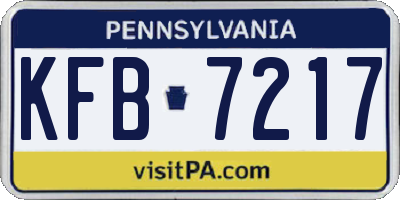PA license plate KFB7217