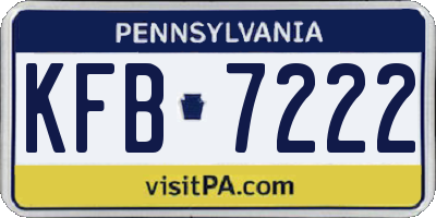 PA license plate KFB7222