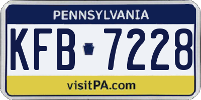 PA license plate KFB7228