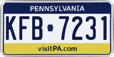 PA license plate KFB7231