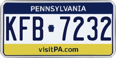 PA license plate KFB7232