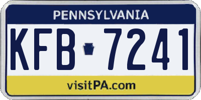 PA license plate KFB7241