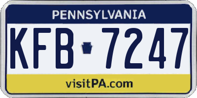 PA license plate KFB7247