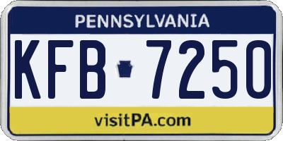 PA license plate KFB7250