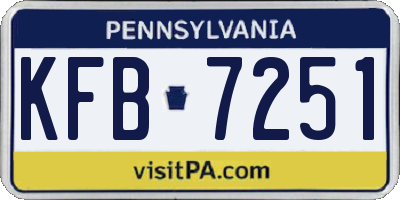 PA license plate KFB7251