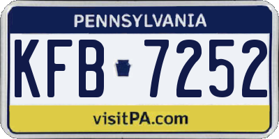 PA license plate KFB7252