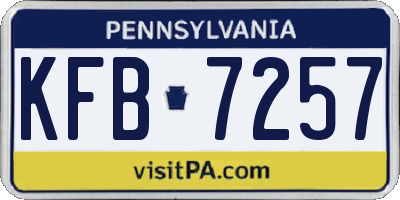 PA license plate KFB7257