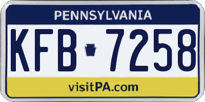 PA license plate KFB7258