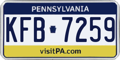 PA license plate KFB7259