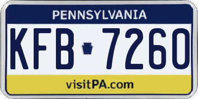 PA license plate KFB7260