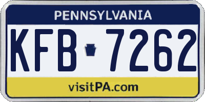 PA license plate KFB7262