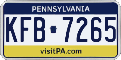 PA license plate KFB7265