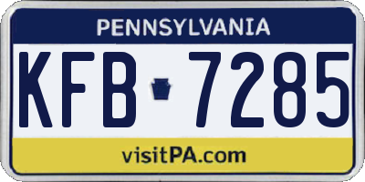 PA license plate KFB7285