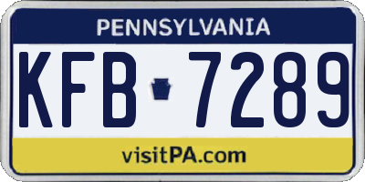 PA license plate KFB7289