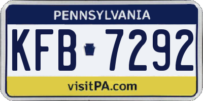 PA license plate KFB7292