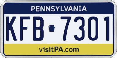 PA license plate KFB7301