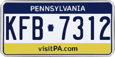 PA license plate KFB7312