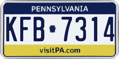 PA license plate KFB7314