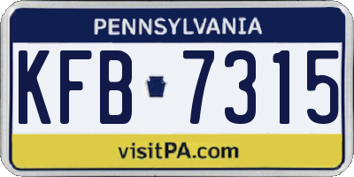 PA license plate KFB7315