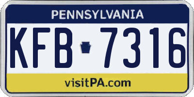 PA license plate KFB7316