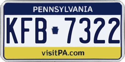 PA license plate KFB7322