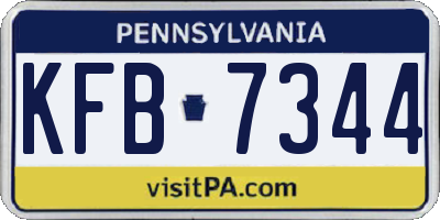 PA license plate KFB7344