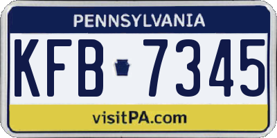 PA license plate KFB7345