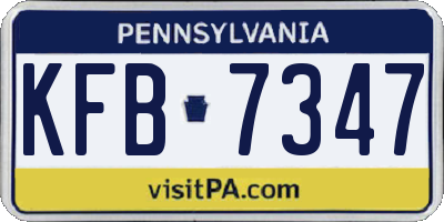 PA license plate KFB7347
