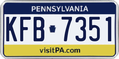 PA license plate KFB7351