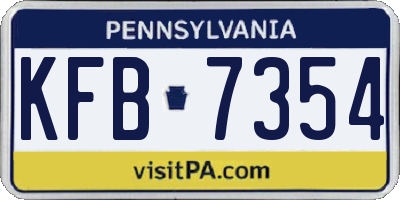 PA license plate KFB7354