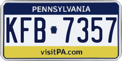 PA license plate KFB7357