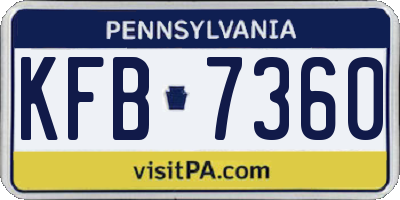 PA license plate KFB7360
