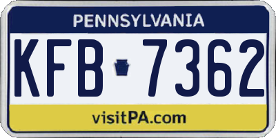 PA license plate KFB7362