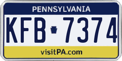 PA license plate KFB7374