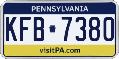 PA license plate KFB7380