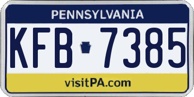 PA license plate KFB7385