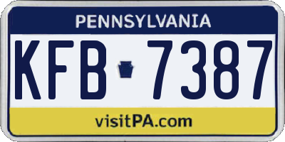 PA license plate KFB7387