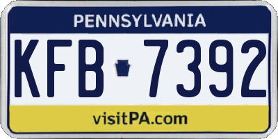 PA license plate KFB7392