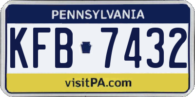PA license plate KFB7432