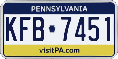 PA license plate KFB7451