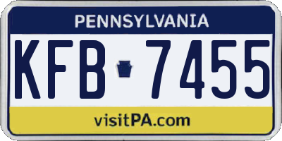 PA license plate KFB7455