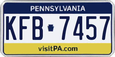 PA license plate KFB7457